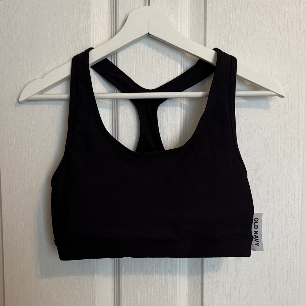 Old Navy PowerSoft Racerback Black Sports Bra M NWT